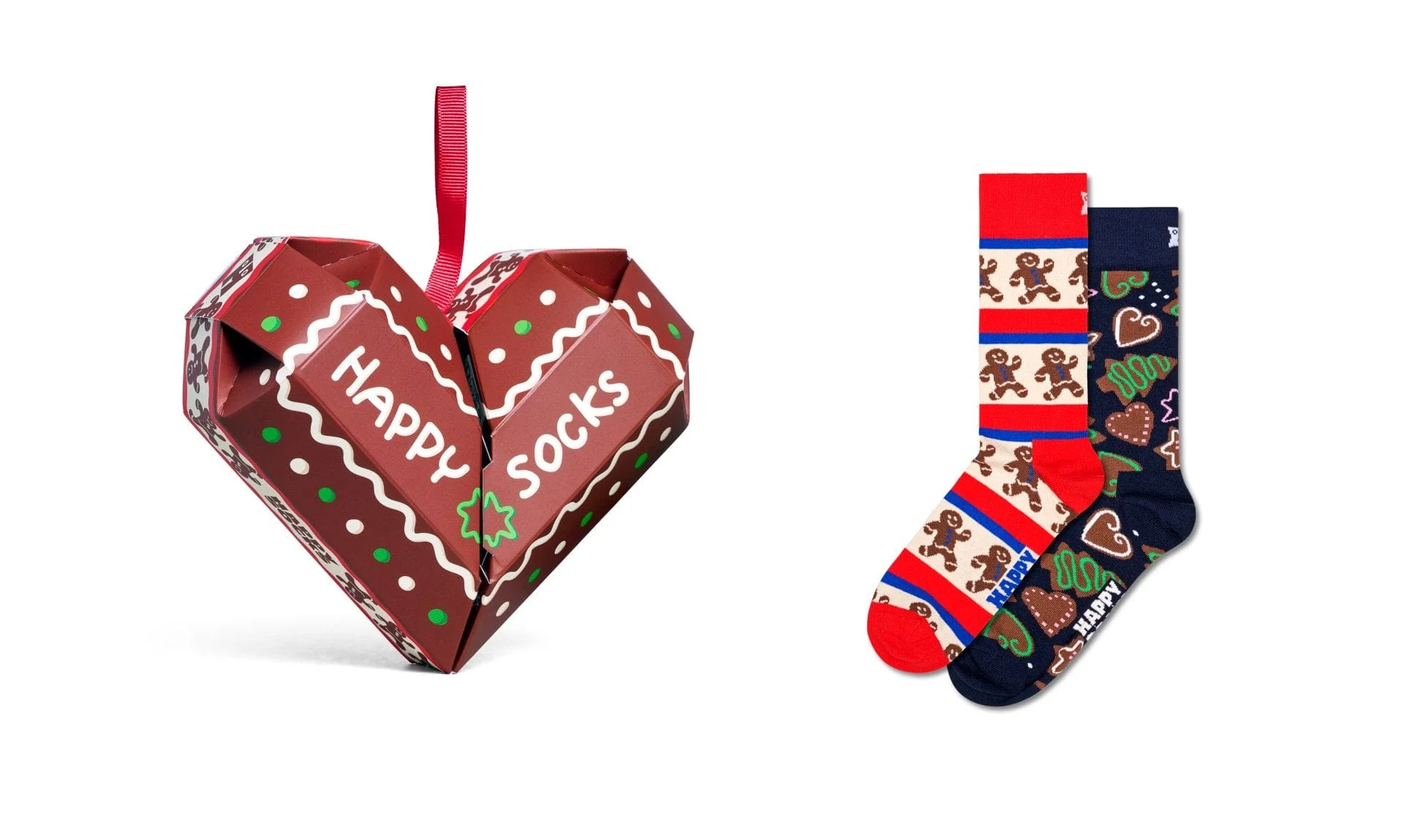 2 Pack Gingerbread Heart Socks Gift Set - Image 4