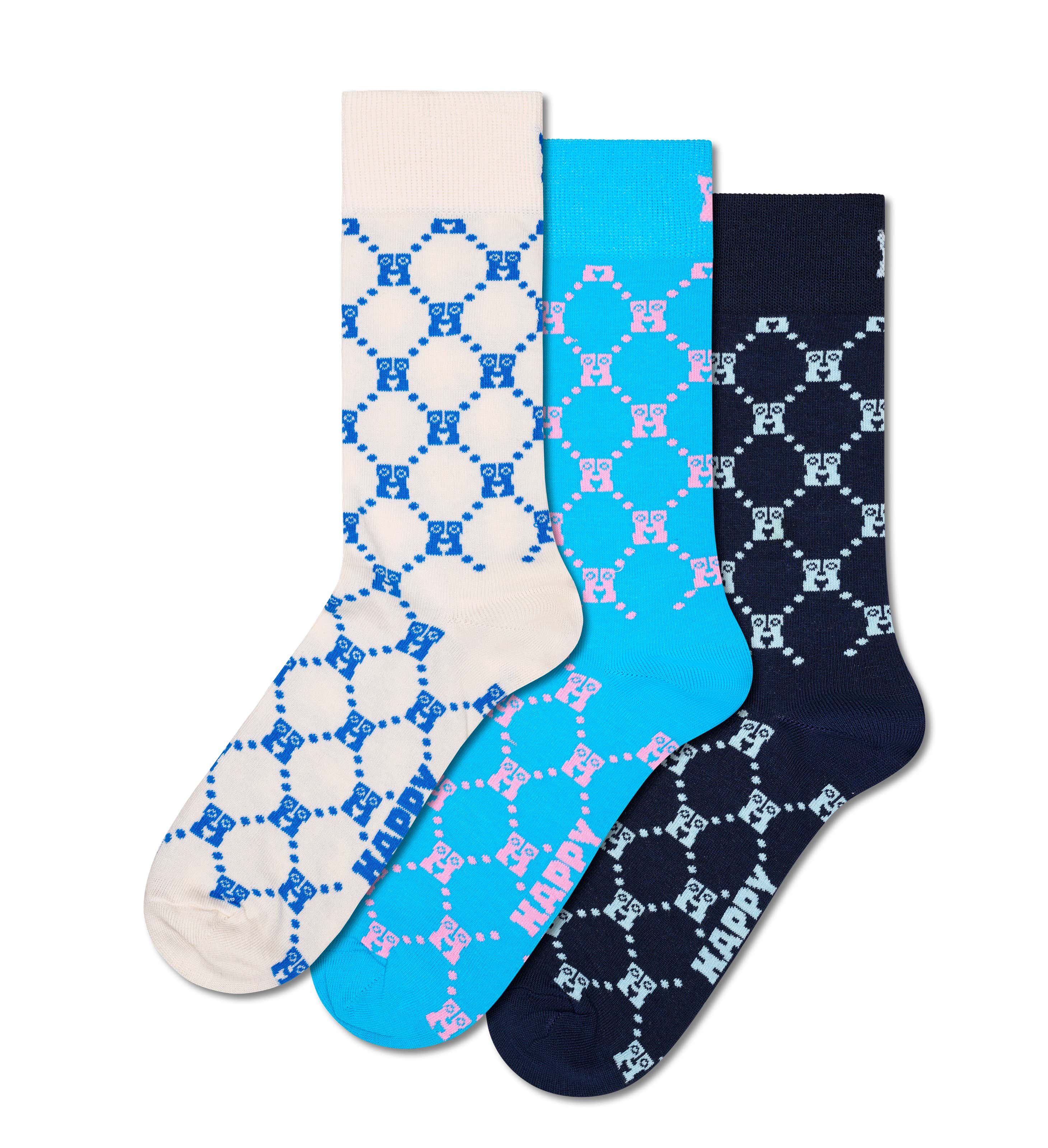 3 Pack H Monogram Socks