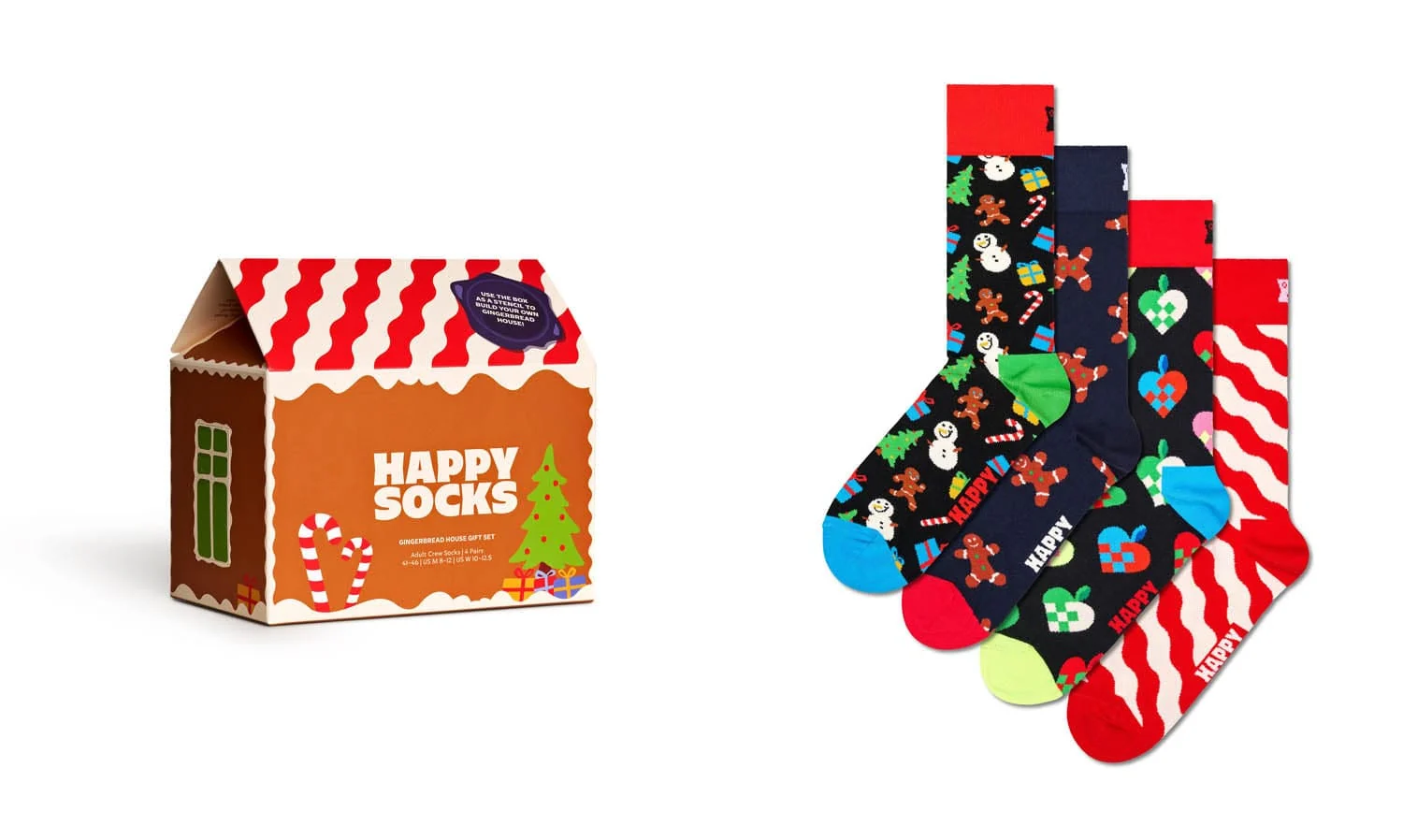 4 PACK GINGERBREAD HOUSE SOCKS GIFT SET - Image 6