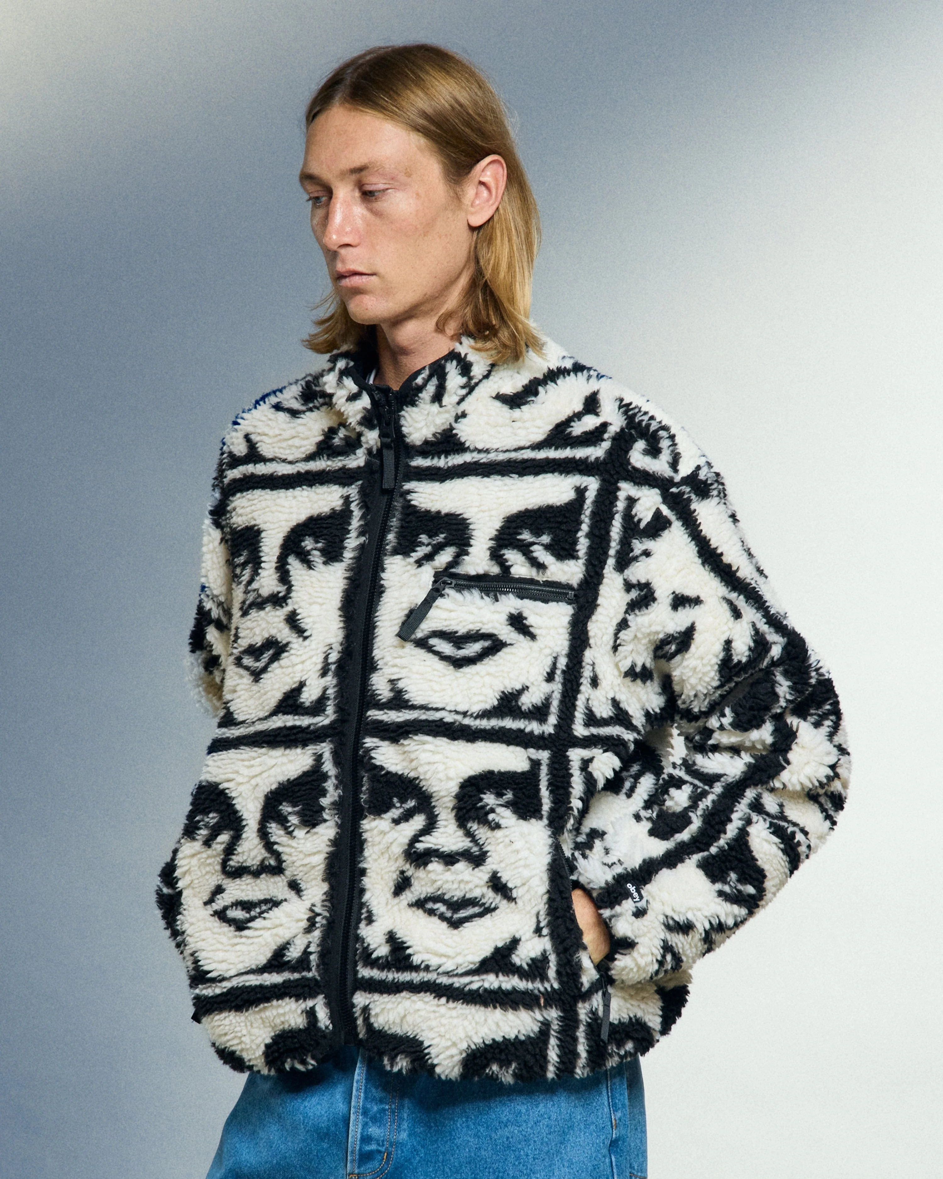 Obey Repeated Icon Sherpa Jacket - Image 2