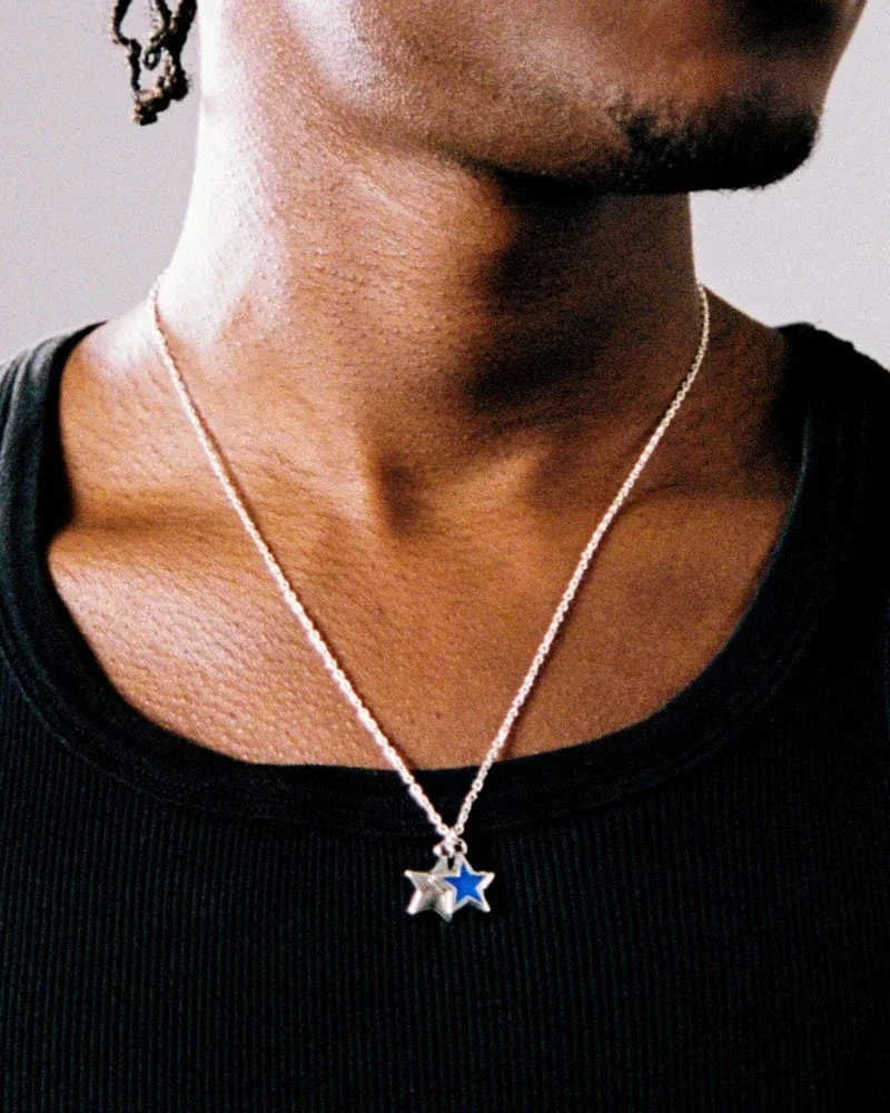 Two Stars Enameled Necklace - Image 2